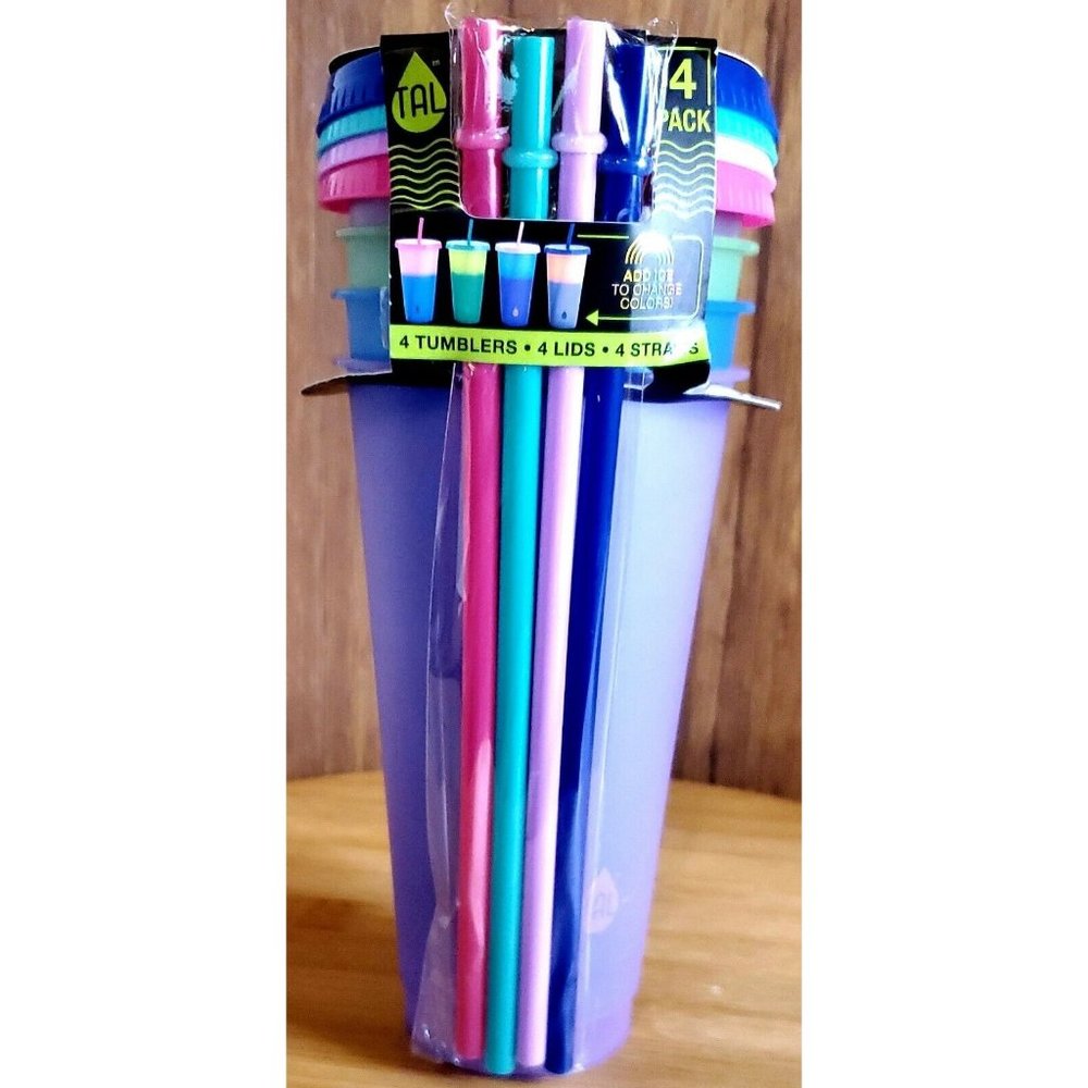 Color Changing TAL Tumbler & Straw Set-12 pieces-24 oz Venti Cups-Reusable NoBPA